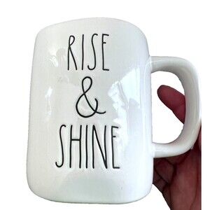 RAE DUNN "Rise And Shine" White Coffee Mug